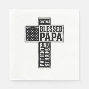 Blessed Papa Cross Christian Vintage Typography De Napkin