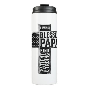 Blessed Papa Cross Christian Vintage Typography De Thermal Tumbler