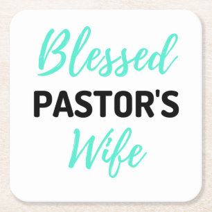Blessed Pastor's Wife bl Square Paper Coaster