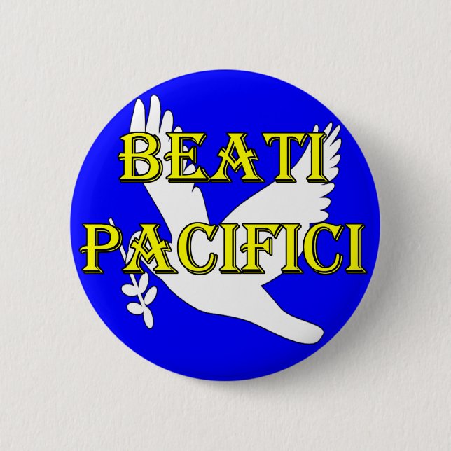 blessed peacemakers white dove button (Front)