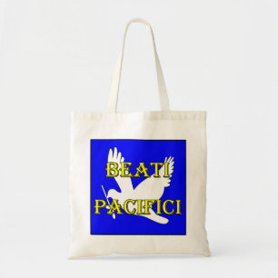 blessed peacemakers white dove tote bag
