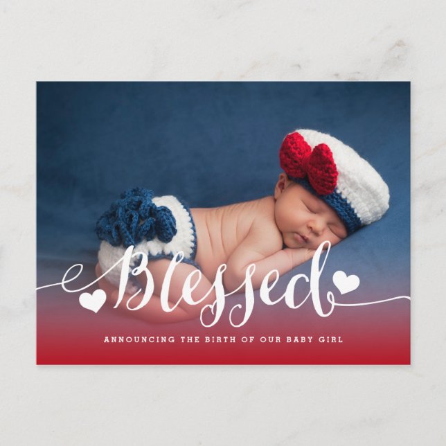 Blessed | Photo Baby Birth Announcement (Front)