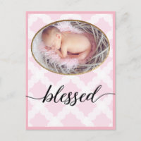 Blessed Pink Script Newborn Baby Girl Photo