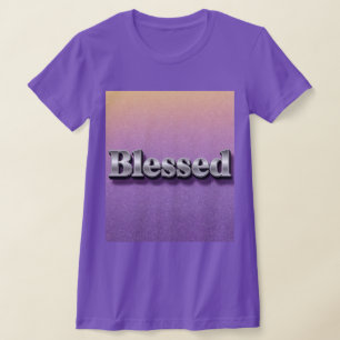 Blessed Purple Glitter Slim Fit T-Shirt