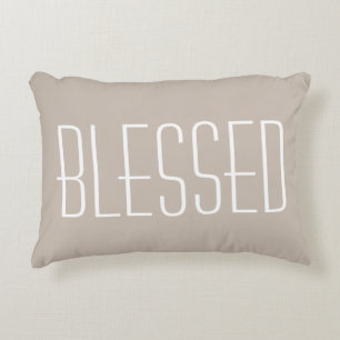 Blessed Quote Tan Decorative Accent Pillow