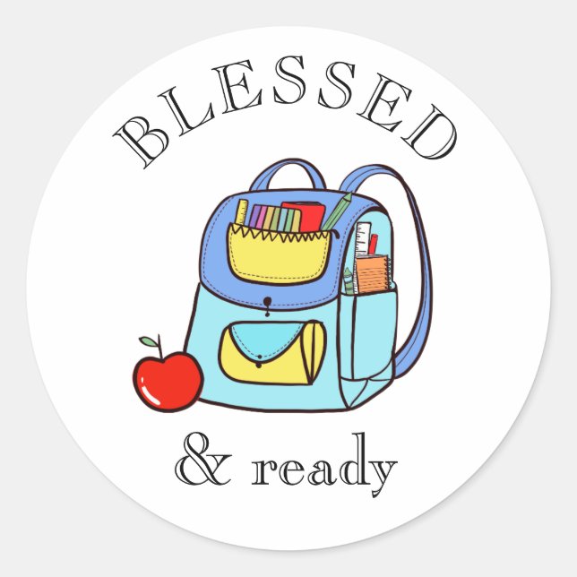 Blessed & Ready Backpack Blessing Sticker for Stud (Front)