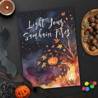 Blessed Samhain Night Halloween Pumpkins Fall Card
