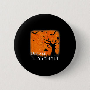 Blessed Samhain Wiccan Celtic Pagan Halloween Witc 2 Inch Round Button