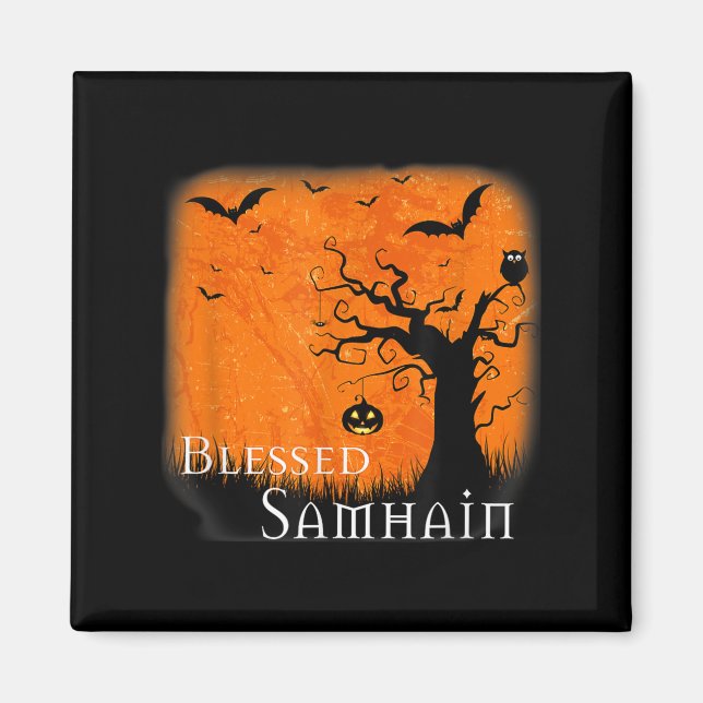 Blessed Samhain Wiccan Celtic Pagan Halloween Witc Magnet (Front)