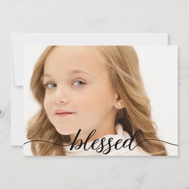 Blessed Script 1st Holy Communion Photo Thank you (Front)