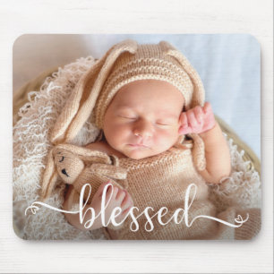 Blessed Script Baby Photo Mouse Pad