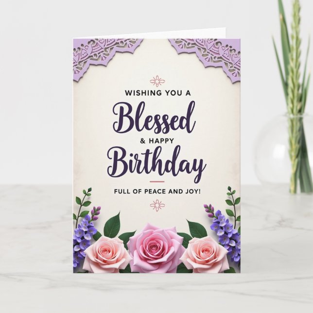 Blessed Script Birthday Card (Front)