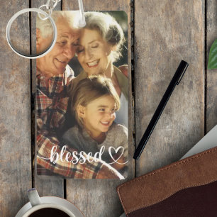 Blessed Script Custom Photo Keychain