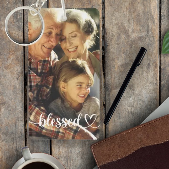 Blessed Script Custom Photo Keychain (Creator Uploaded)