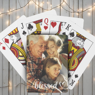 Blessed Script Custom Photo Playing Cards