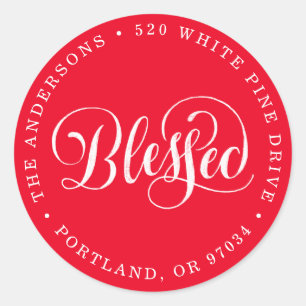 Blessed Script   Holiday Return Address Labels