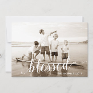 Blessed Script Religious Christmas Holiday Card