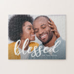 Blessed Script with Name Photo Jigsaw Puzzle<br><div class="desc">Modern and whimsical blessed script with name photo puzzle.</div>