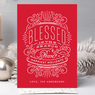 Blessed Season Lettering Holiday Christmas Card