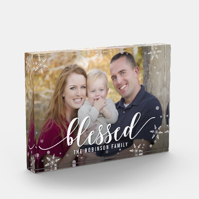 Blessed Season Personalized Acrylic Photo Block (Left)