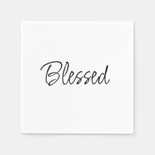 Blessed simple handwritten script thanksgiving napkin