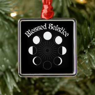 Blessed Solstice Moon Phases Metal Ornament