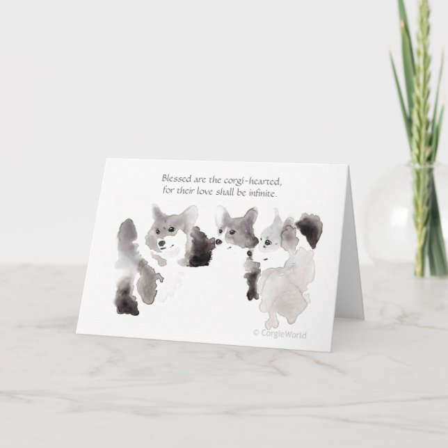 "Blessed sont" la carte Corgi-Hearted de béatitude (Devant)