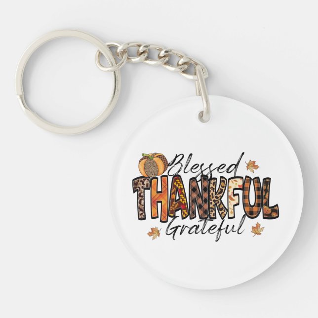 Blessed Thankful Grateful Keychain (Front)
