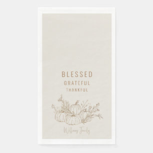 Blessed Thankful Grateful Simple Pumpkin Holiday Napkin