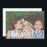 Blessed Thanksgiving Country Rustic Family Photos Holiday Card<br><div class="desc">Thanksgiving in classic and simple serif typography. Add custom photos and family name and message.</div>