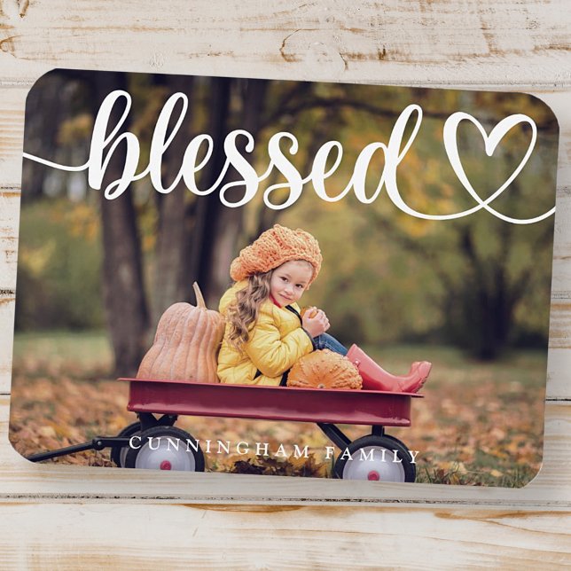 Blessed Thanksgiving Simple Family Photo Magnet (Creator Uploaded)