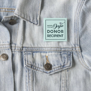 Blessed To Be An Organ Donor Recipient Pastel Blue 2 Inch Square Button