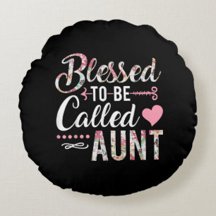 Blessed To Be Called Aunt Floral Women Gift Round Pillow