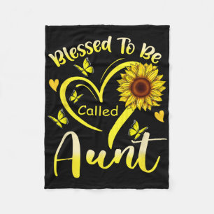 Blessed To Be Called Aunt Sunflower Cute Floral Mo Fleece Blanket