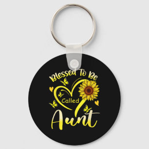 Blessed To Be Called Aunt Sunflower Cute Floral Mo Keychain