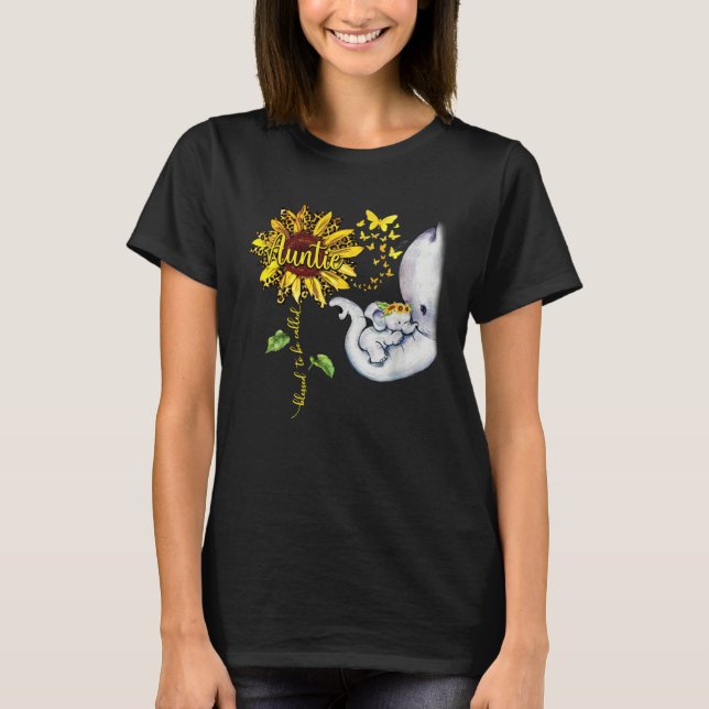 Blessed To Be Called Auntie  Elephant Sunflower T-Shirt (Front)
