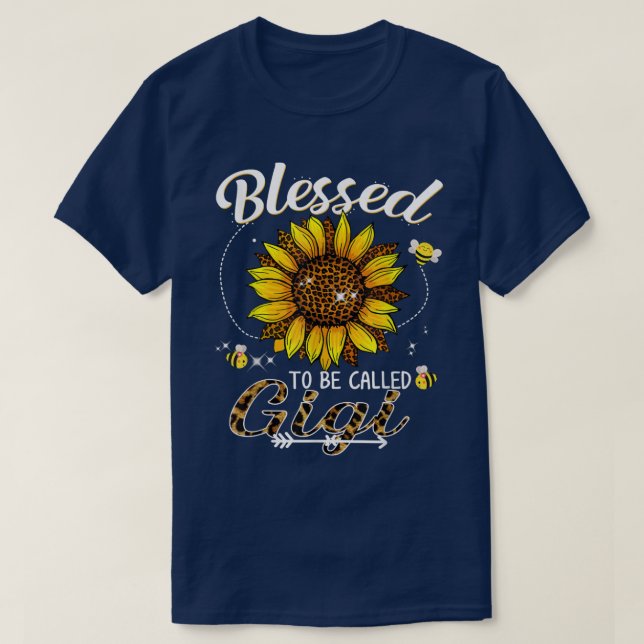 Blessed To Be Called Gigi Funny Leopard Sunflower  T-Shirt (Design Front)