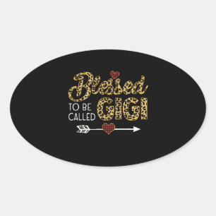 Blessed To Be Called Gigi Leopart Red Plaid Oval Sticker