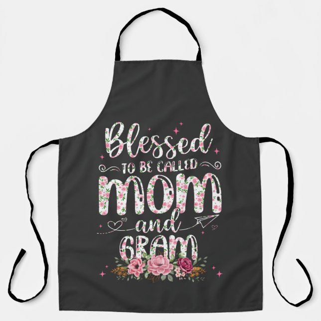 Blessed To Be Called Gram Flower Lovers  Apron (Front)