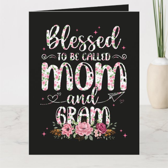 Blessed To Be Called Gram Flower Lovers  Card (Front)