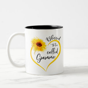 Blessed To Be Called grammie Sunflower Gifts Two-Tone Coffee Mug