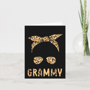 Blessed to be called grammy leopard messy bun card