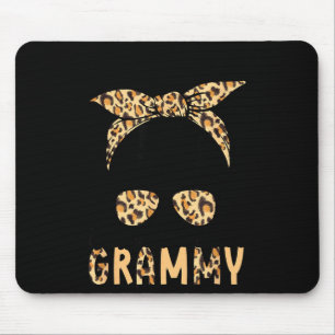 Blessed to be called grammy leopard messy bun mouse pad