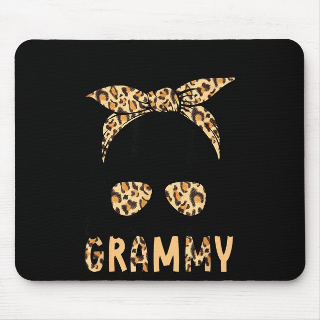 Blessed to be called grammy leopard messy bun mouse pad (Front)