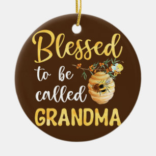 Blessed To Be Called Grandma Cute Bee Mother's Ceramic Ornament