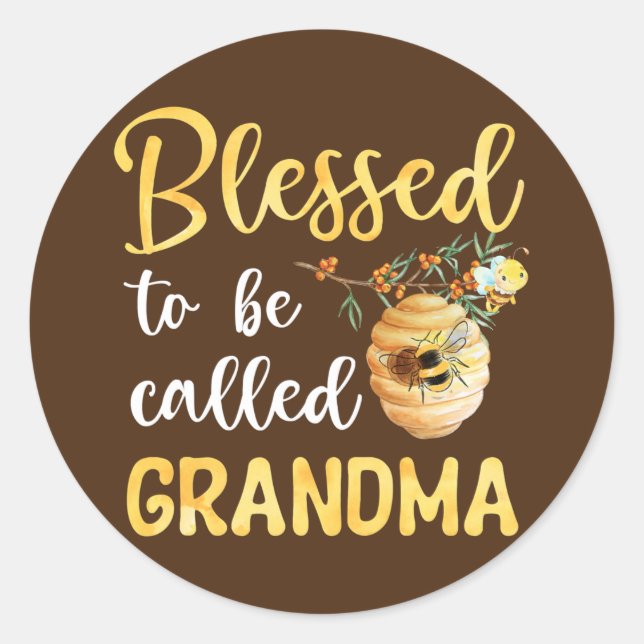 Blessed To Be Called Grandma Cute Bee Mother's Classic Round Sticker (Front)