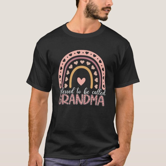 Blessed To Be Called Grandma Leopard Rainbow Mom G T-Shirt (Front)