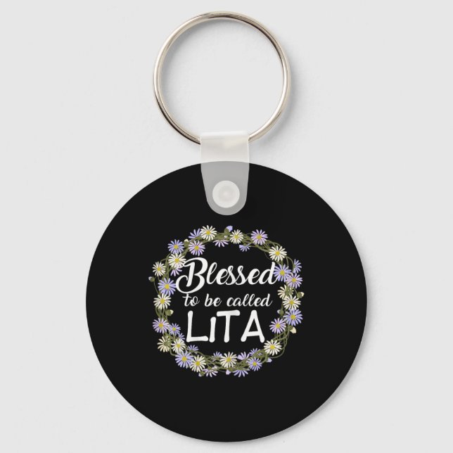 Blessed To Be Called Lita Cute Chamomile Print  Keychain (Front)