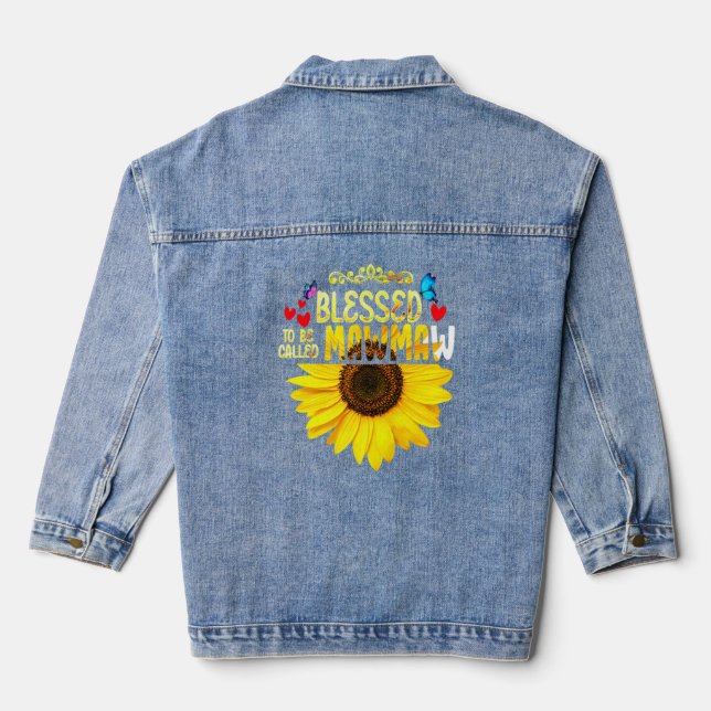 Blessed To Be Called Mawmaw Womens Sunflower Mawma Denim Jacket (Back)