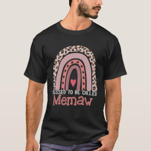 Blessed To Be Called Memaw Rainbow Leopard Mother  T-Shirt